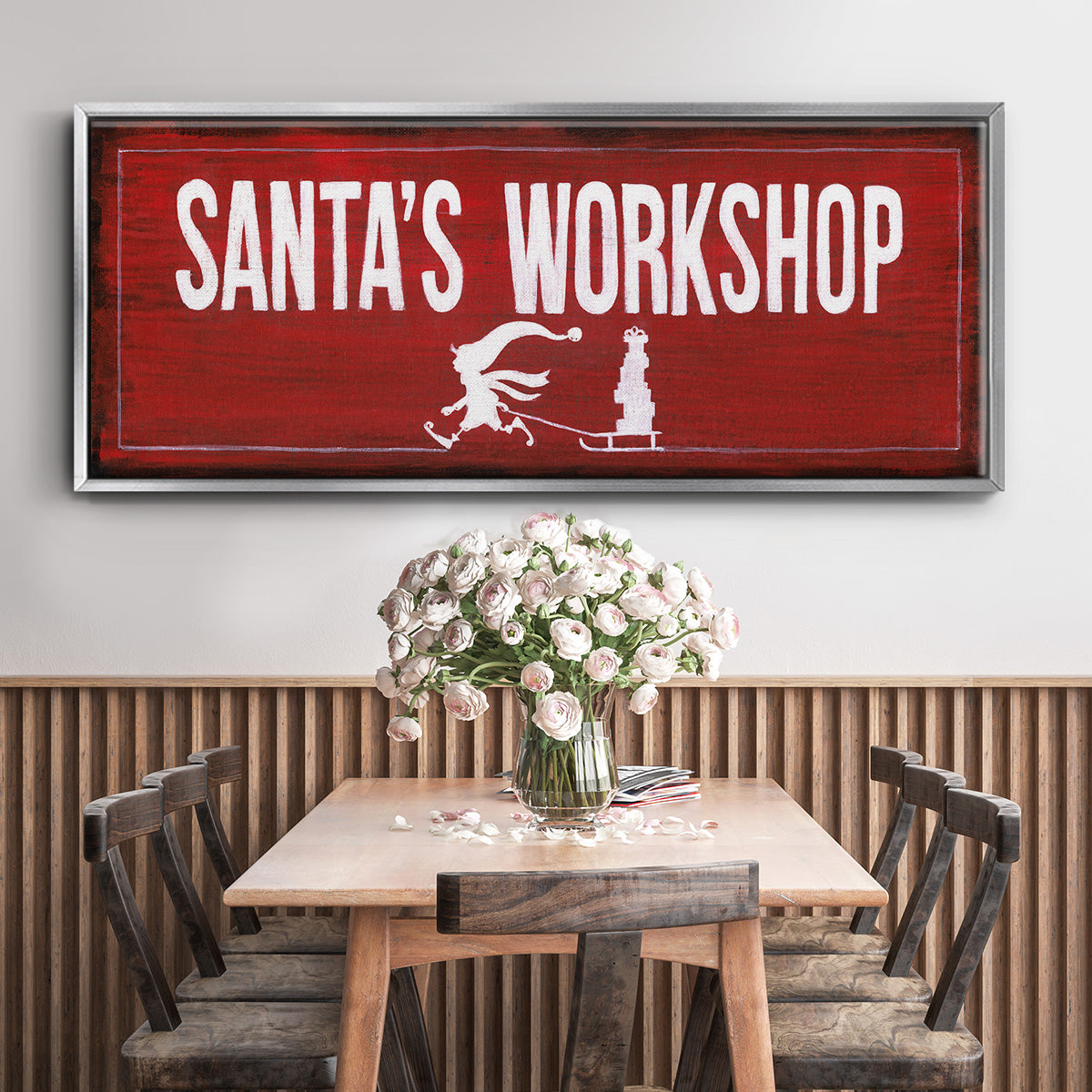 Santa's Workshop - Floater Framed Canvas Print