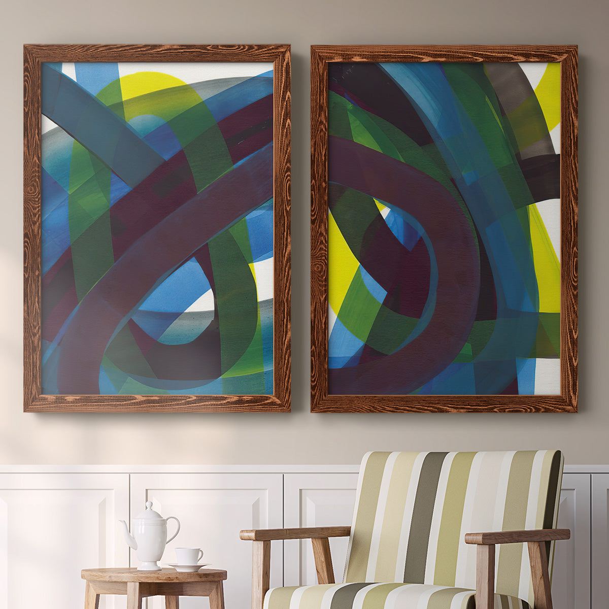 Cool Network I - Premium Framed Canvas 2 Piece Set - Ready to Hang