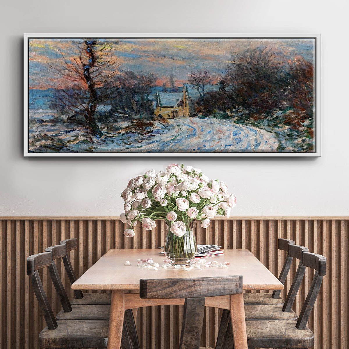 Road to Giverny in Winter, 1885 - Floater Framed Canvas Print