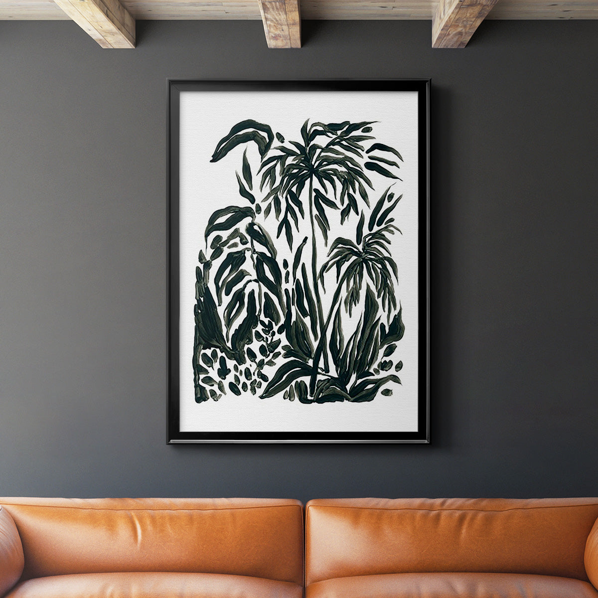 Ink Jungle IV - Modern Framed Canvas Print