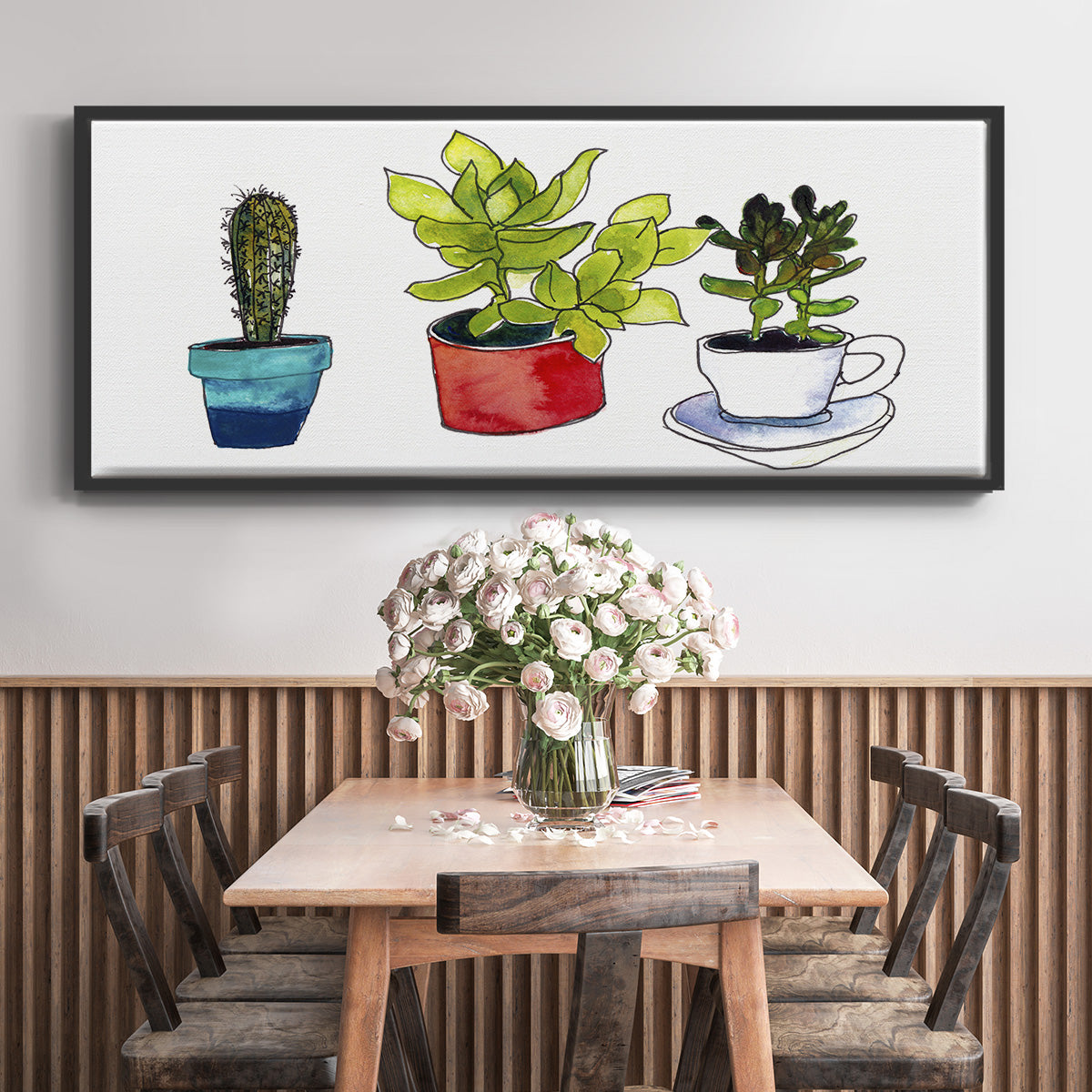 Vibing Succulents II - Floater Framed Canvas Print
