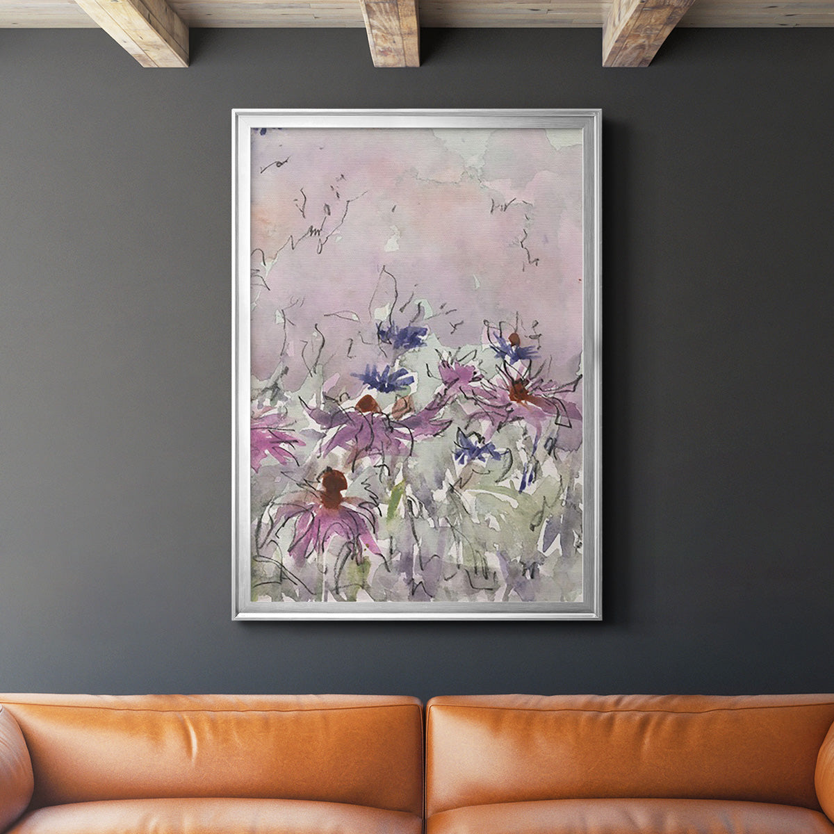 Floral Entertainment I - Modern Framed Canvas Print