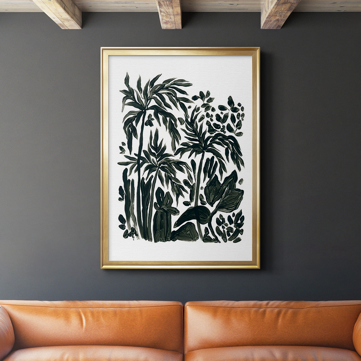 Ink Jungle III - Modern Framed Canvas Print