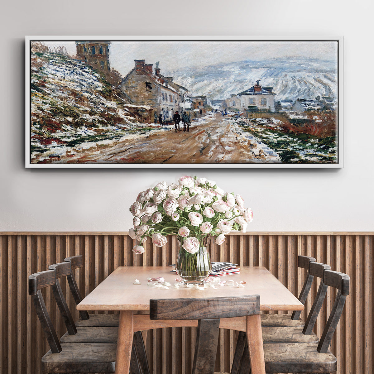 The Road in Vétheuil in Winter, 1879 - Floater Framed Canvas Print