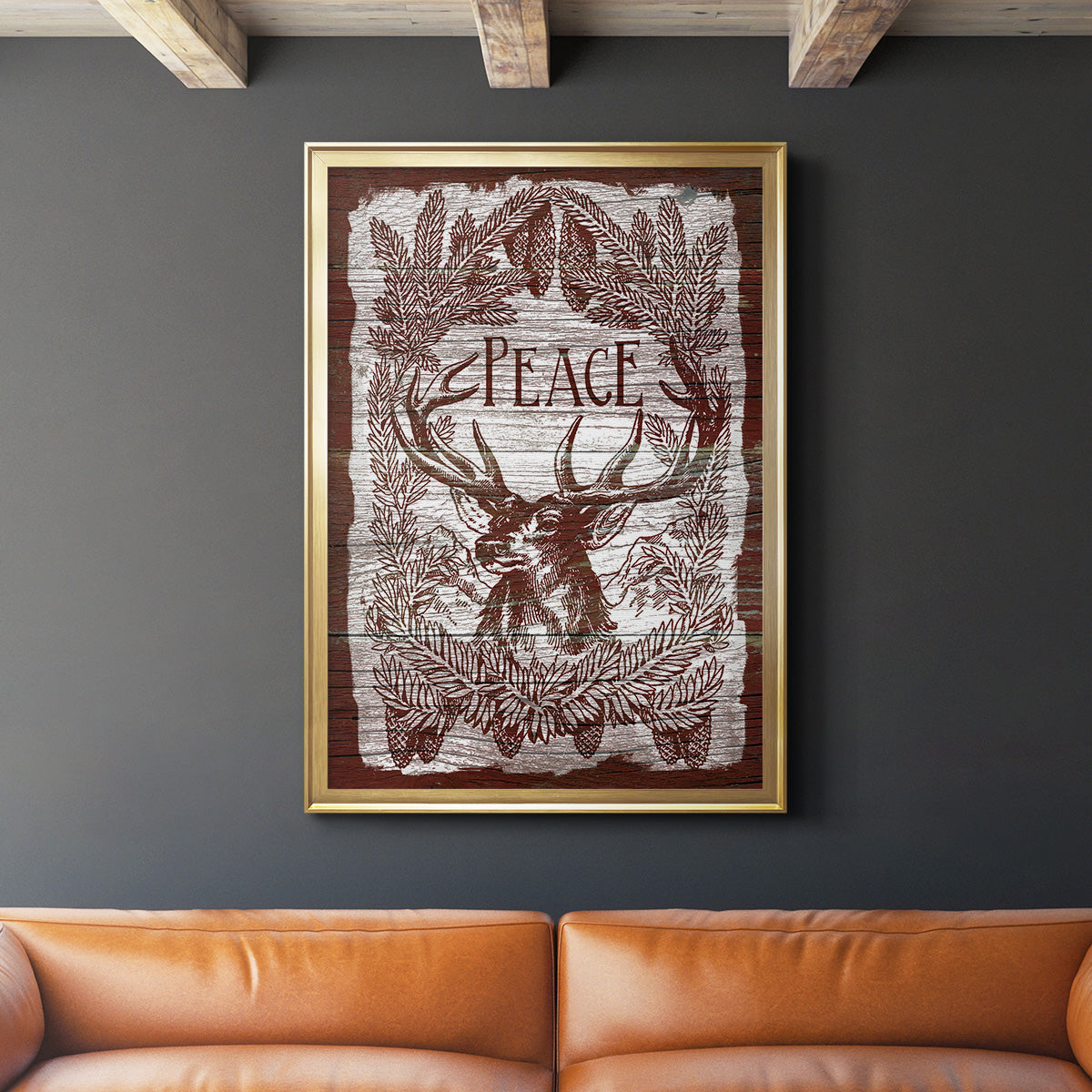Red Wood Peace -  Framed Canvas Print