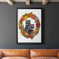 Raccoons Autumn Leaf Wreath - Modern Framed Canvas Print