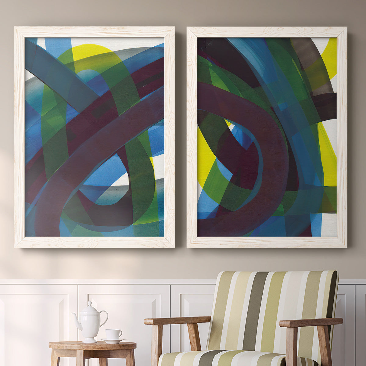 Cool Network I - Premium Framed Canvas 2 Piece Set - Ready to Hang