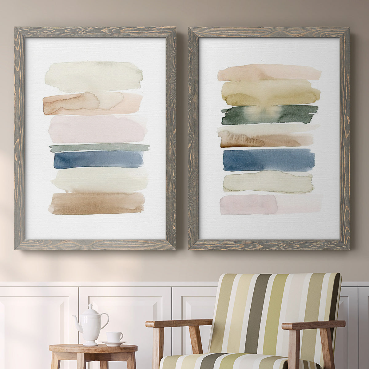 Faint Swatches I - Premium Framed Canvas 2 Piece Set - Ready to Hang