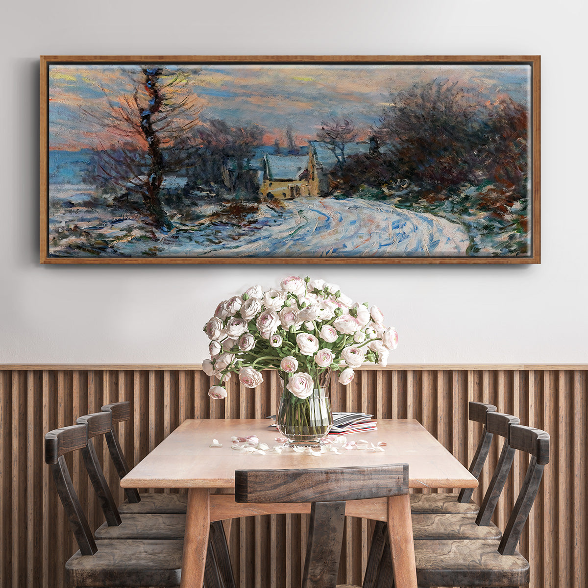 Road to Giverny in Winter, 1885 - Floater Framed Canvas Print