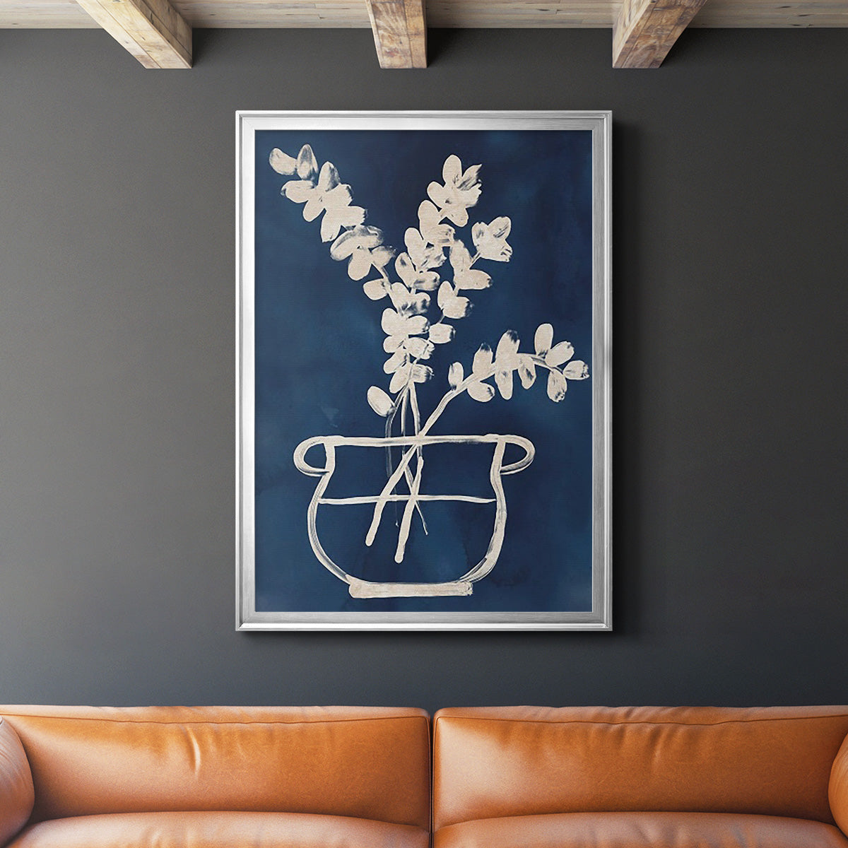 Vessel on Indigo II - Modern Framed Canvas Print