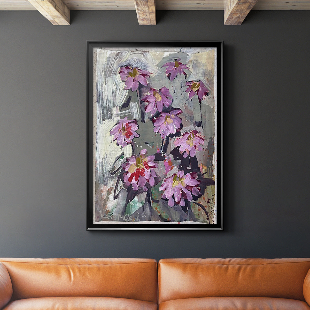 Zinnia II - Modern Framed Canvas Print