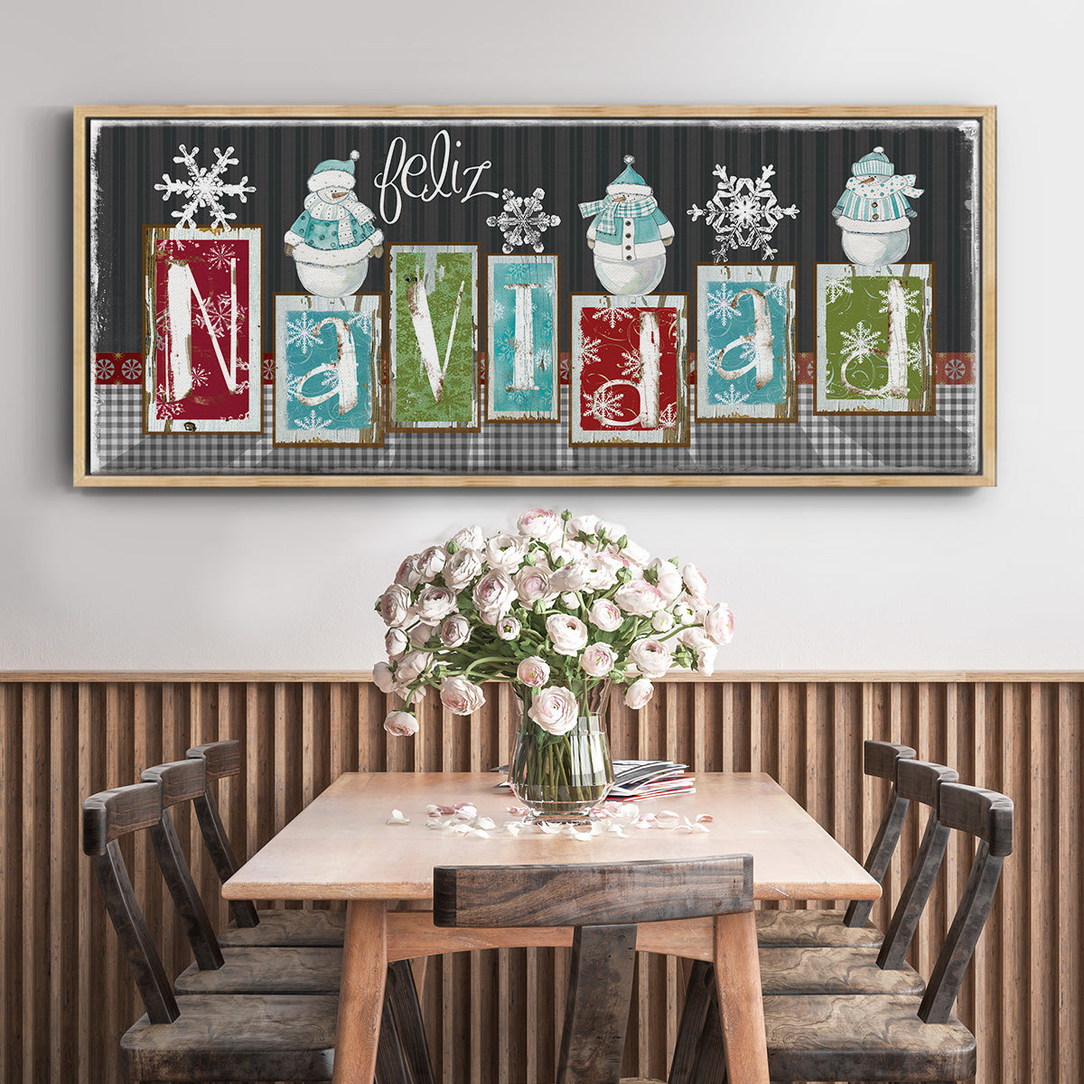 Navidad Blocks - Floater Framed Canvas Print