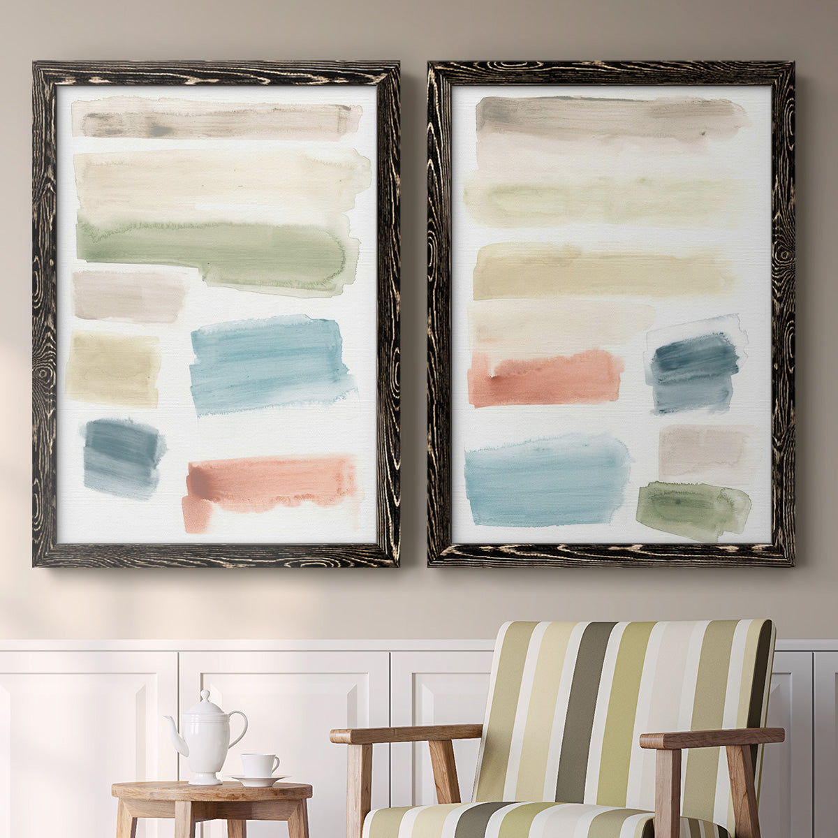 Watercolor Swatches I - Premium Framed Canvas 2 Piece Set - Ready to Hang