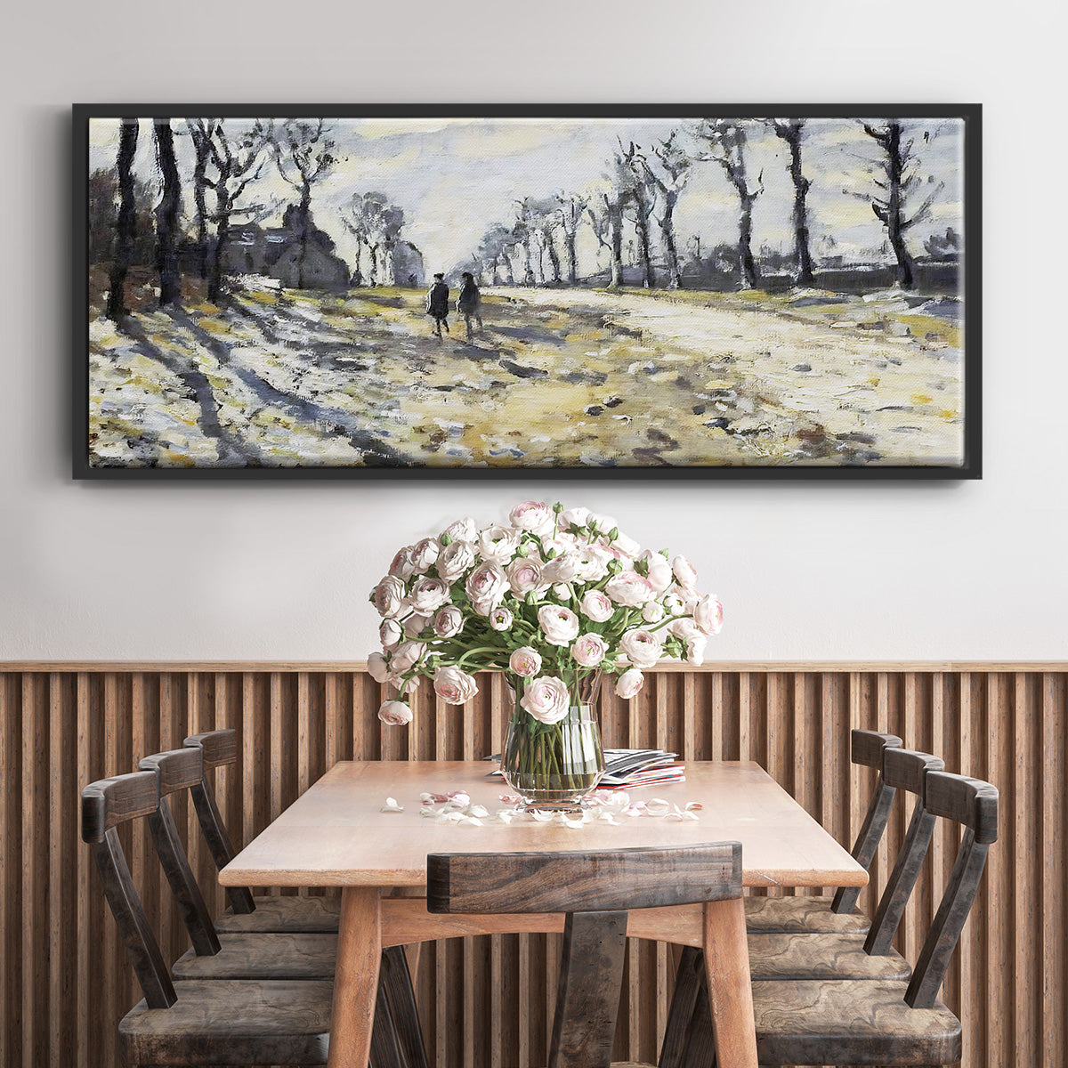 The Road, Effect of Snow at Sunset, 1869 - Floater Framed Canvas Print