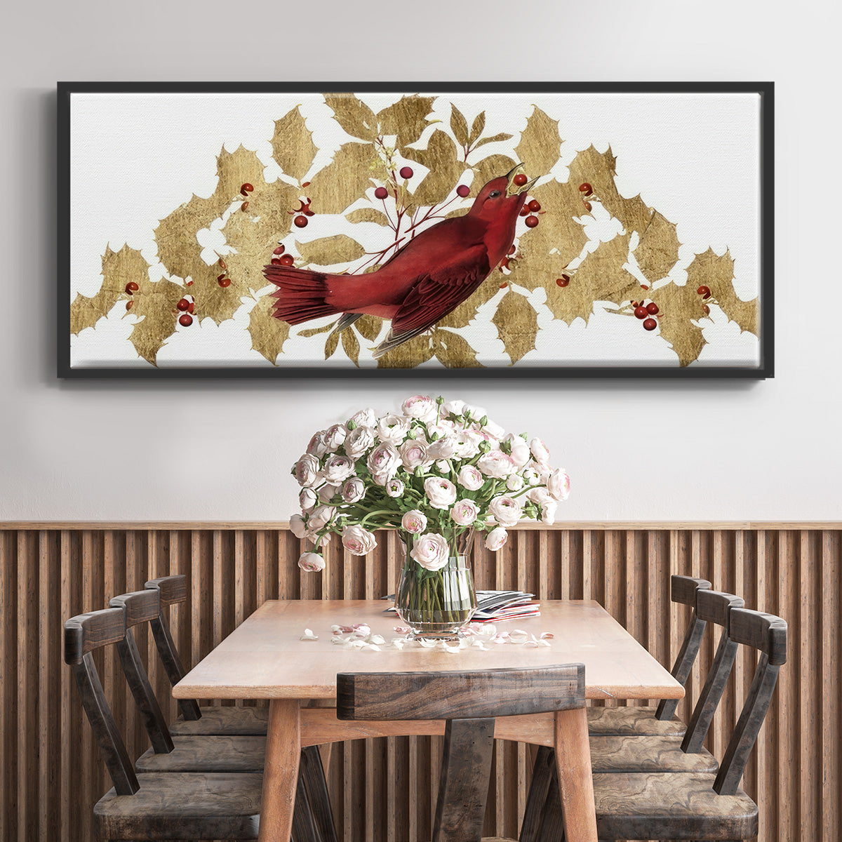 Red Bird Christmas Collection D - Floater Framed Canvas Print