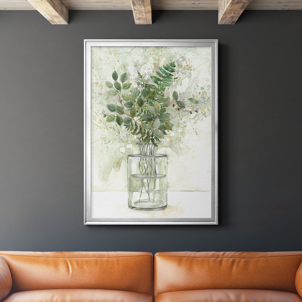 Delicate Greenery I - Modern Framed Canvas Print