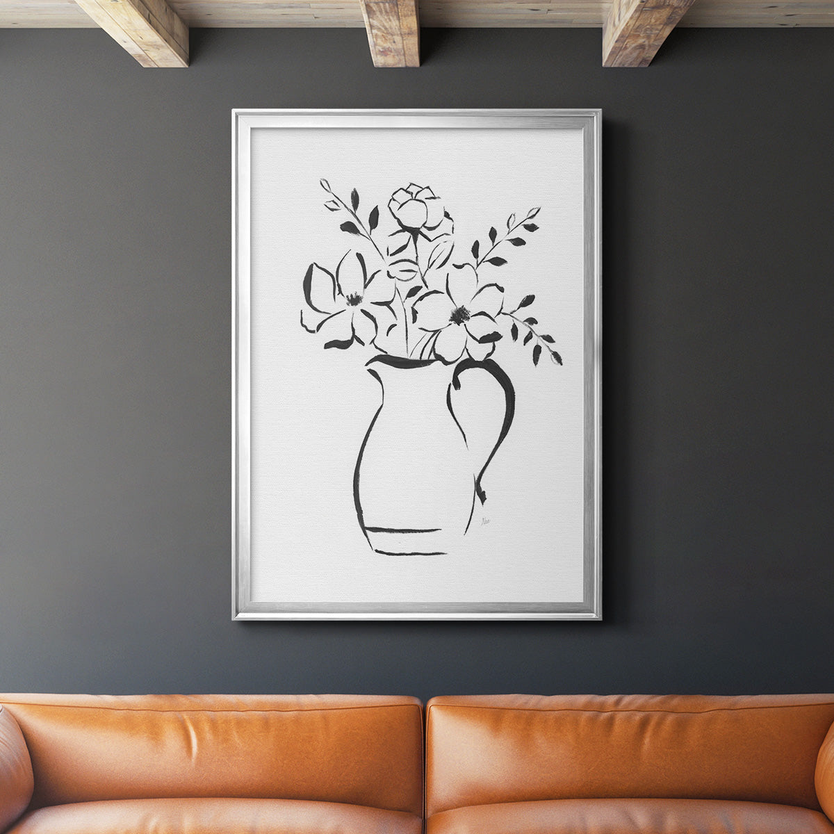 Sketchy Bouquet II - Modern Framed Canvas Print