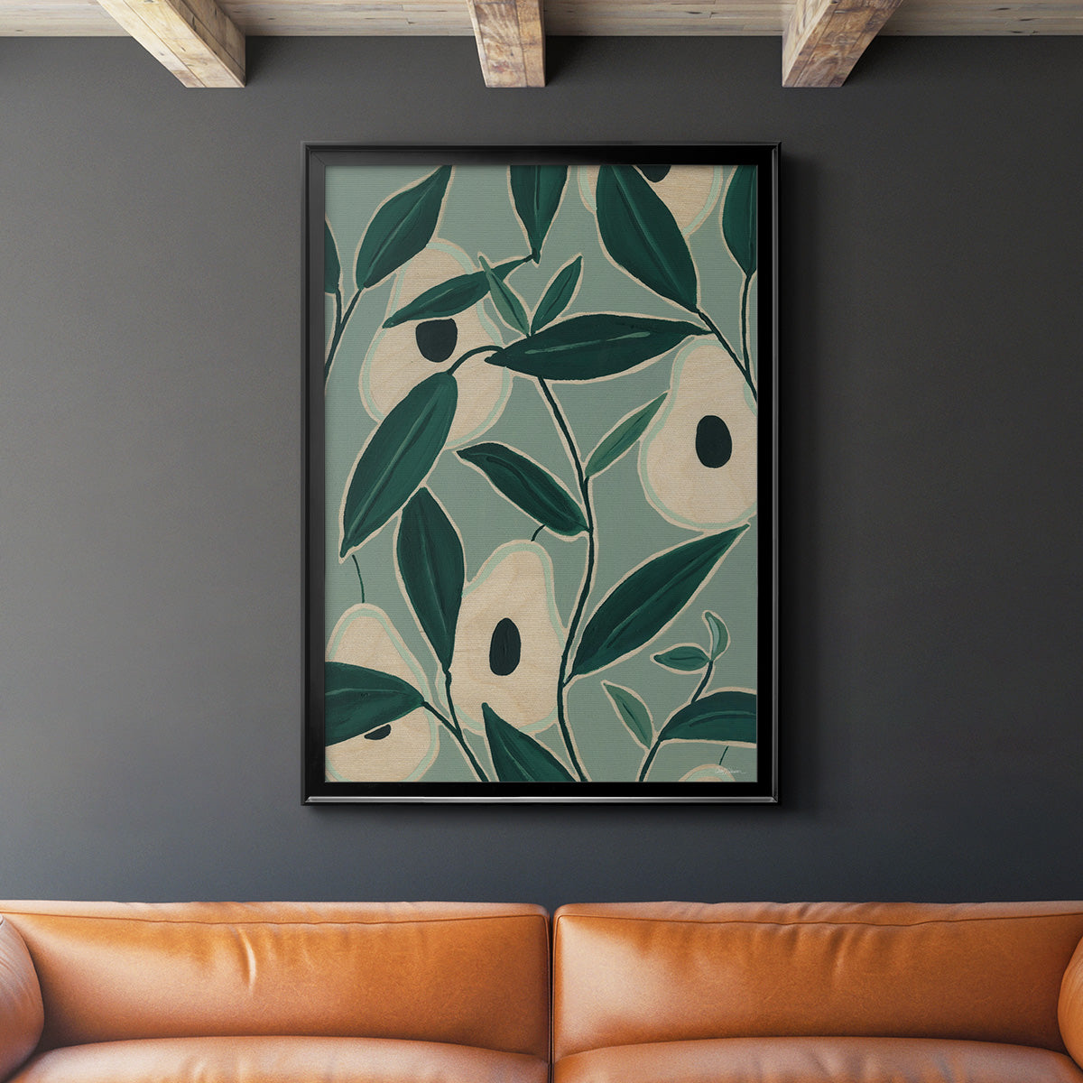 Monochrome Avocados - Modern Framed Canvas Print