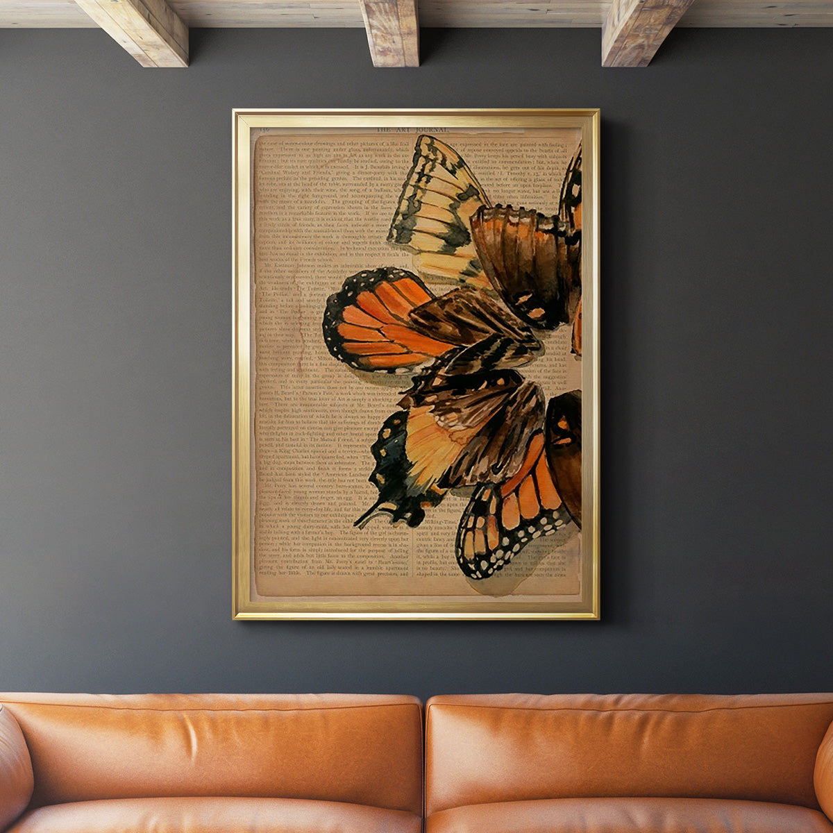 Winged Wreath II - Modern Framed Canvas Print