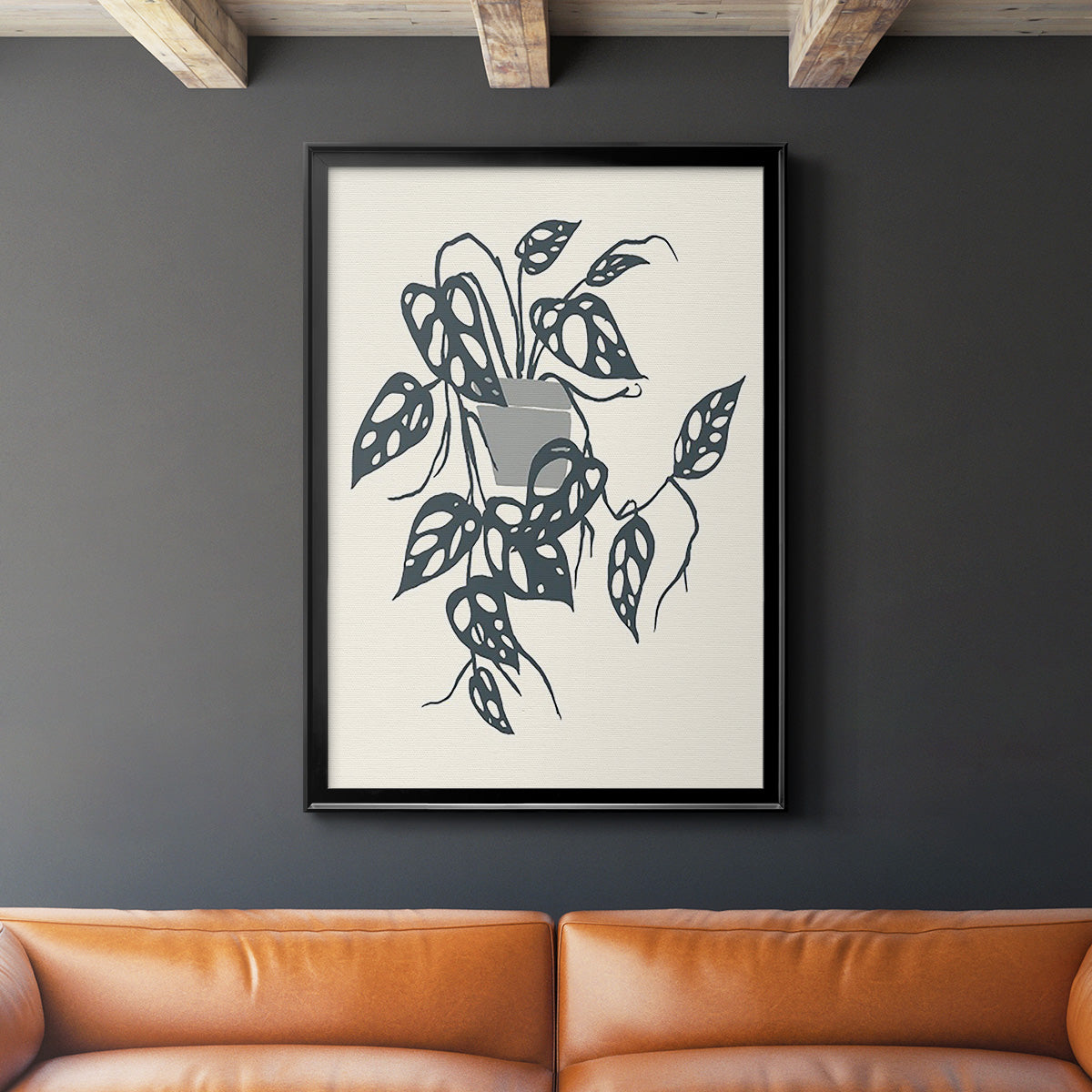 Growing Leaves VI - Modern Framed Canvas Print