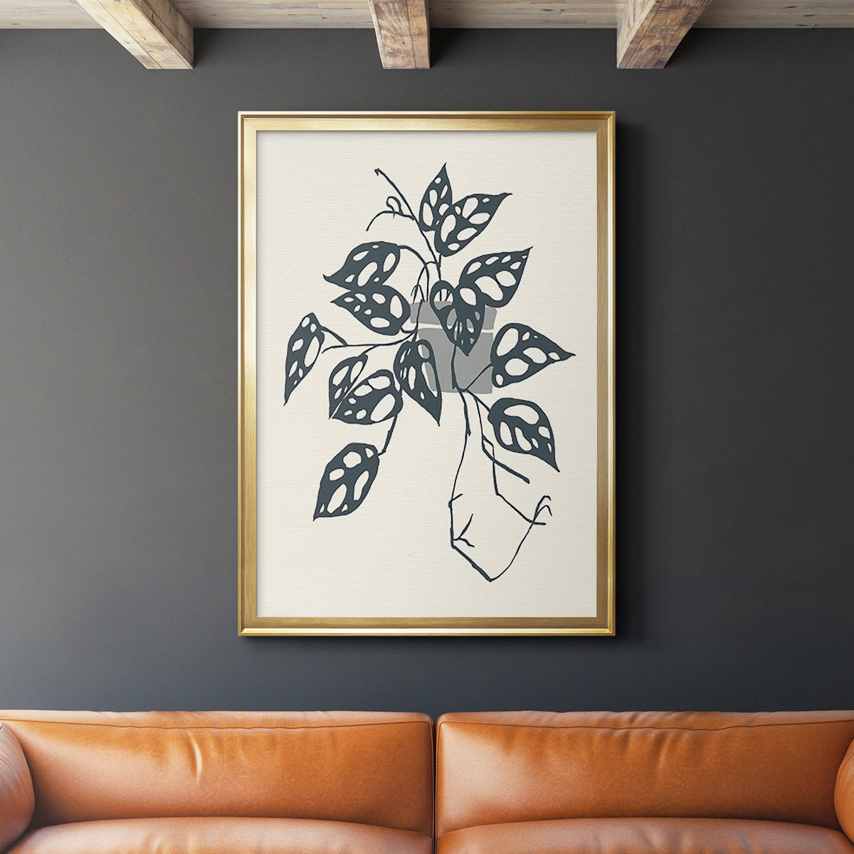 Growing Leaves III - Modern Framed Canvas Print