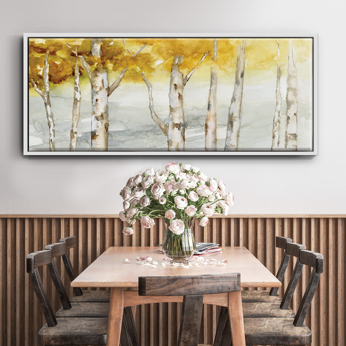 Golden Trees - Floater Framed Canvas Print