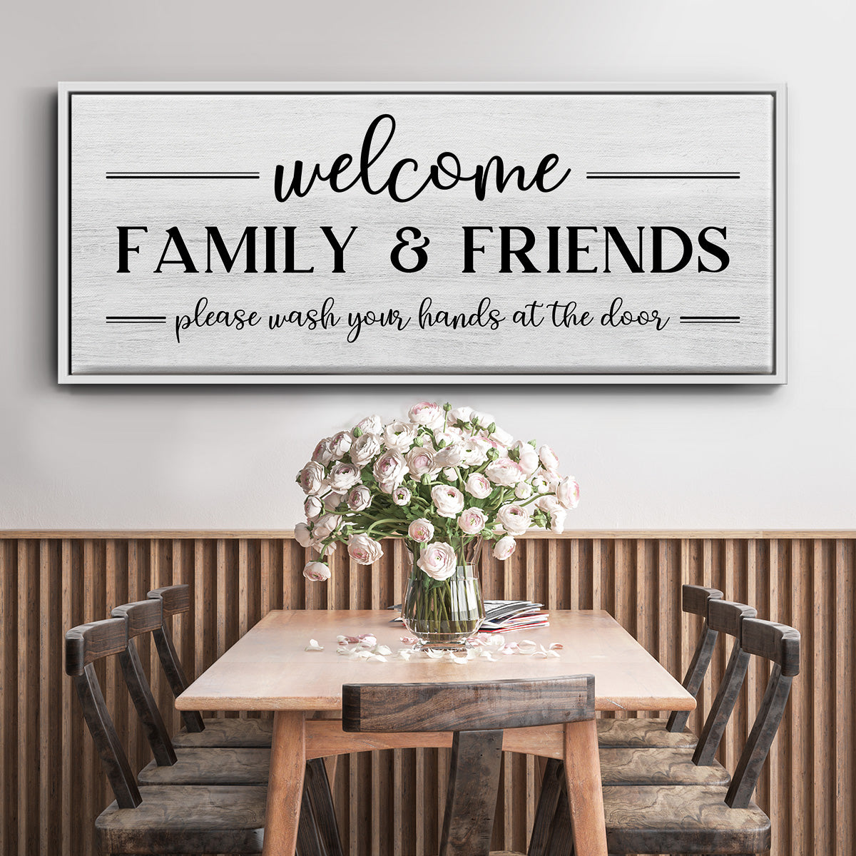 Welcome Family & Friends - Floater Framed Canvas Print