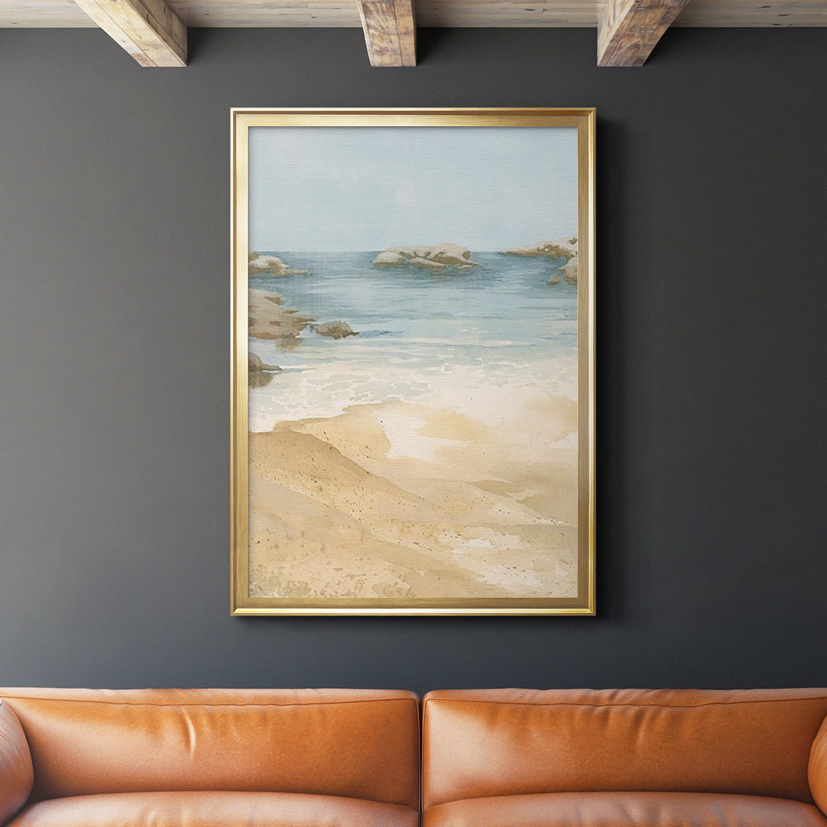 Tranquil Beach I - Modern Framed Canvas Print