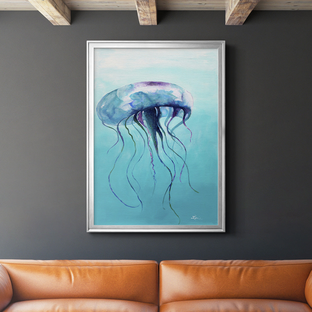 Jelly Fish - Modern Framed Canvas Print