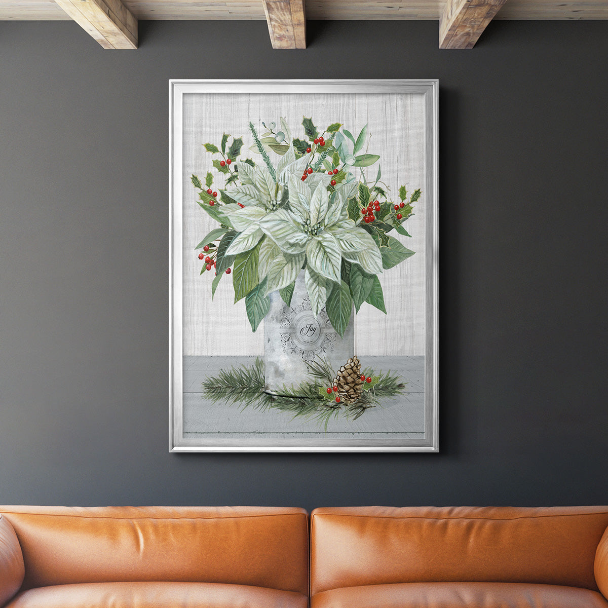 Farmhouse Christmas Joy - Modern Framed Canvas Print