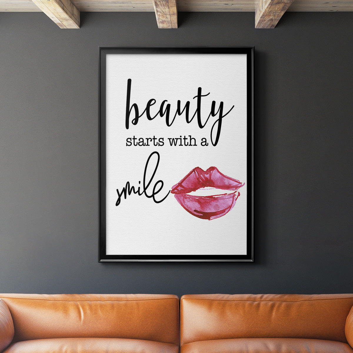 Beauty Starts With A Smile - Modern Framed Canvas Print