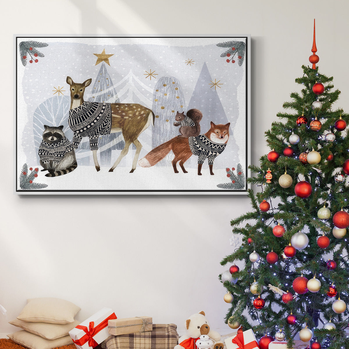 Cozy Christmas Collection A - Framed Gallery Wrapped Canvas in Floating Frame