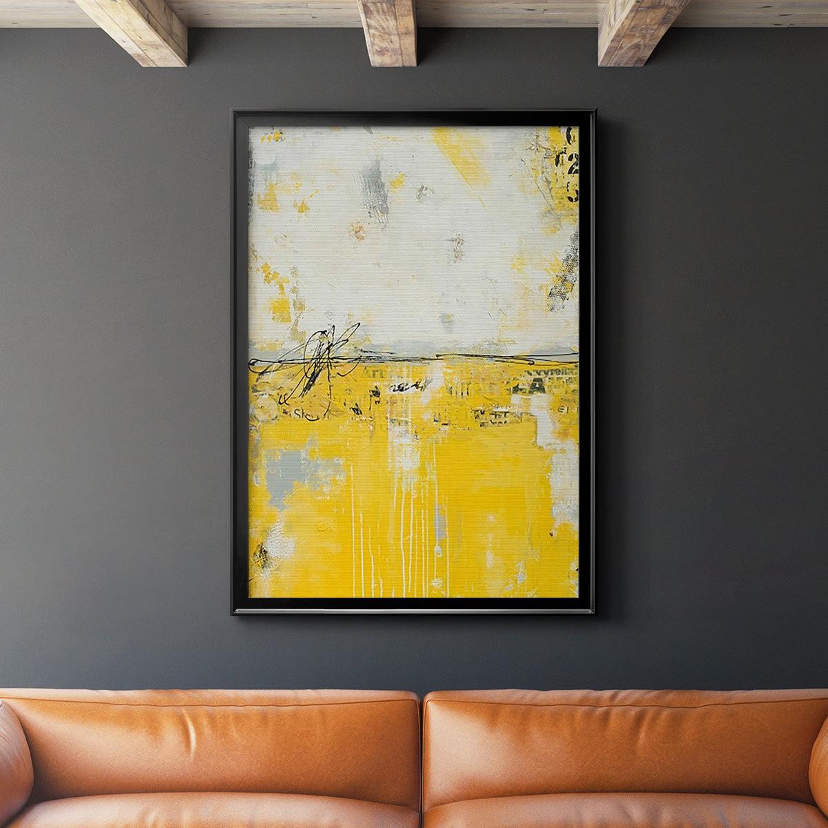 Yellow Bound - Modern Framed Canvas Print