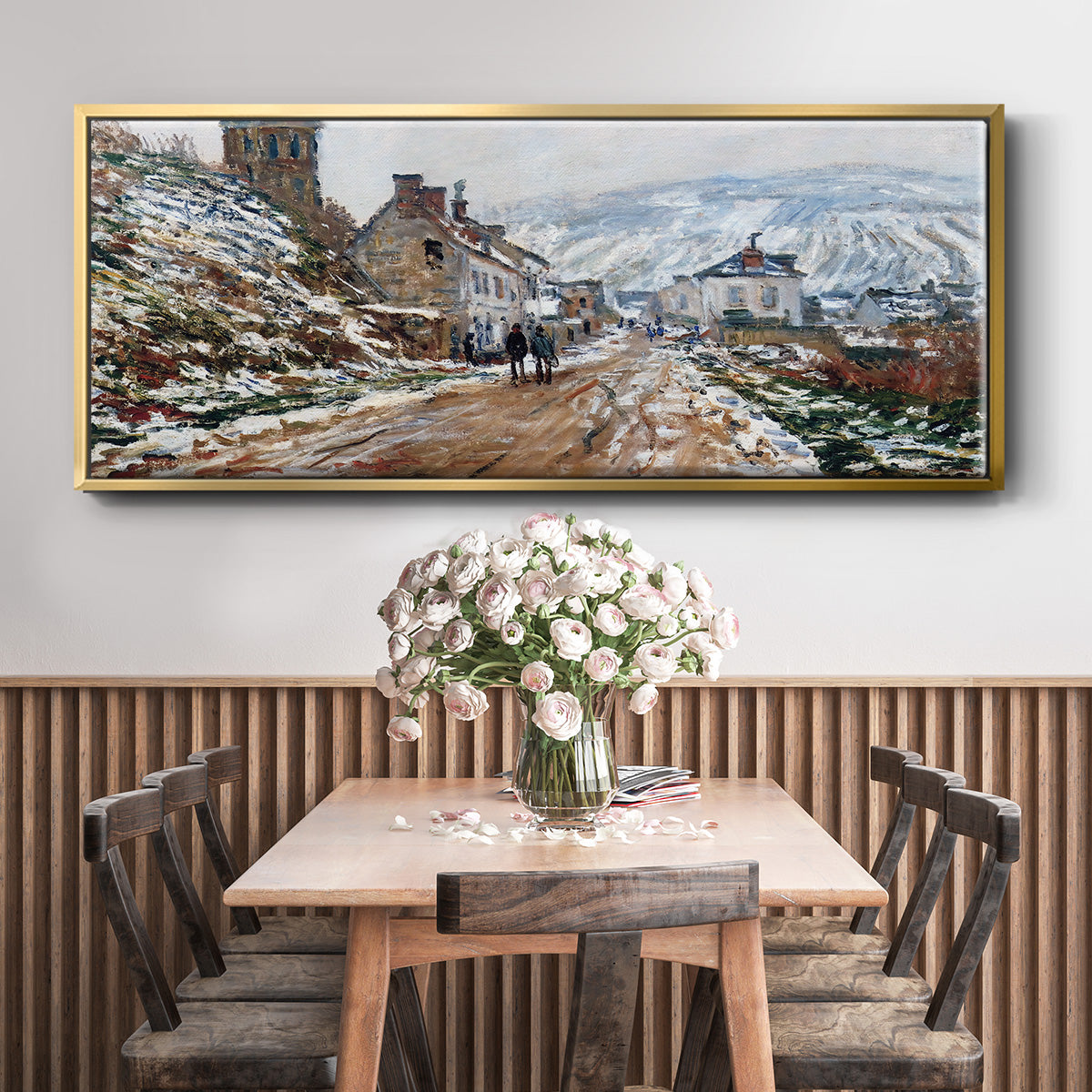 The Road in Vétheuil in Winter, 1879 - Floater Framed Canvas Print
