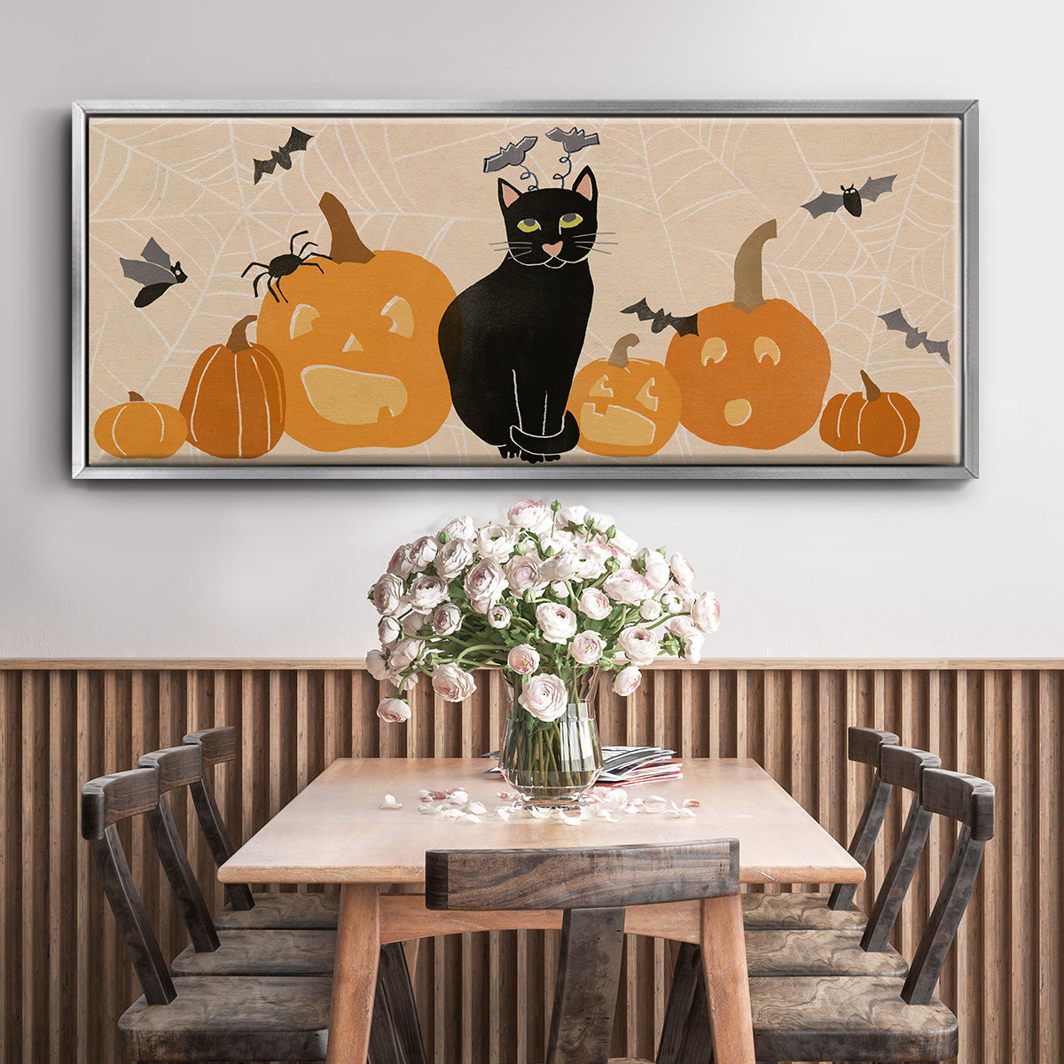 Pumpkin Patch Cats Collection D - Floater Framed Canvas Print