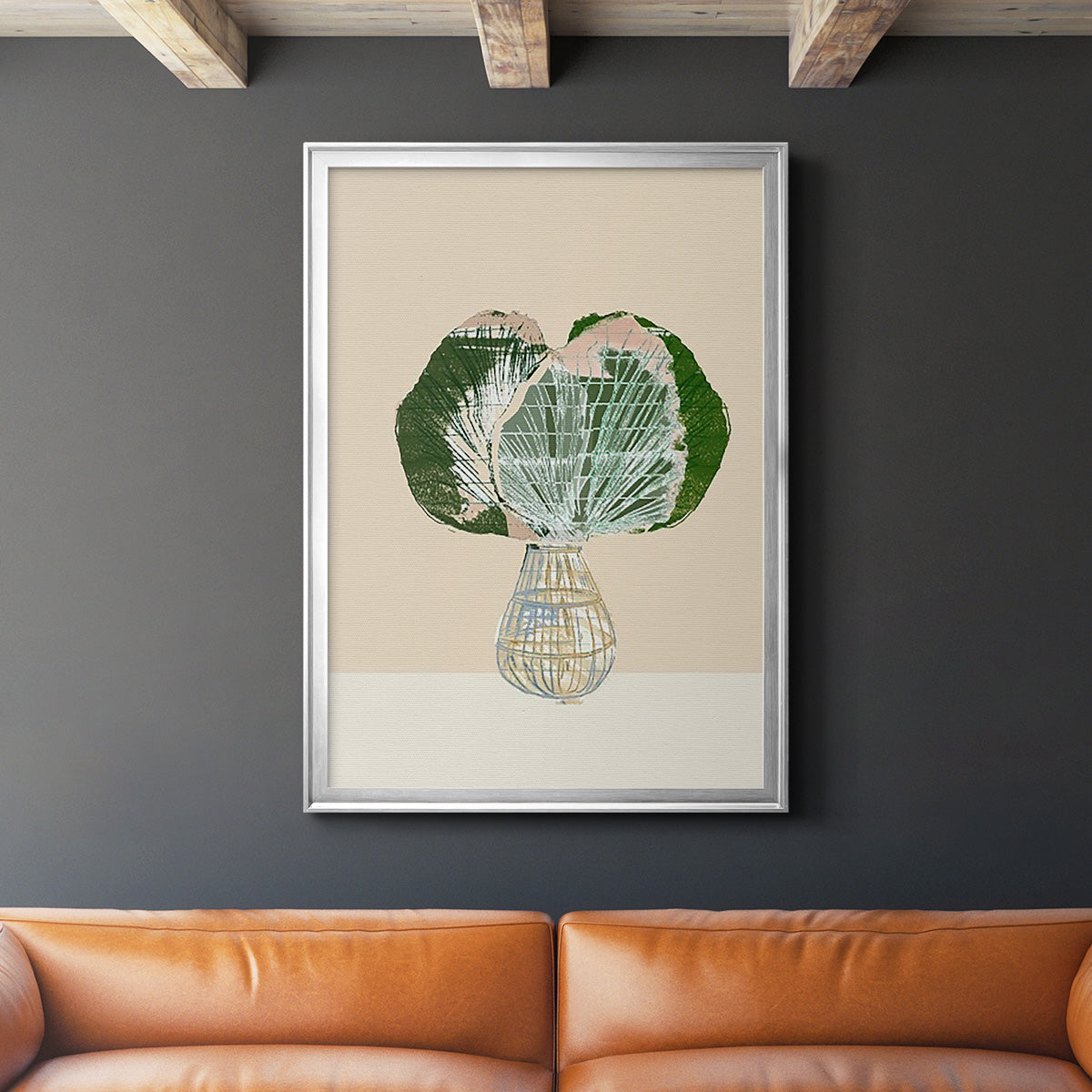 Woven Tropical Leaf I - Modern Framed Canvas Print