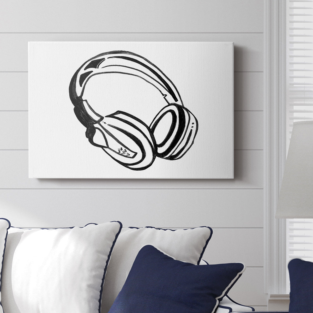 Headphones Sketch - Canvas Art Print