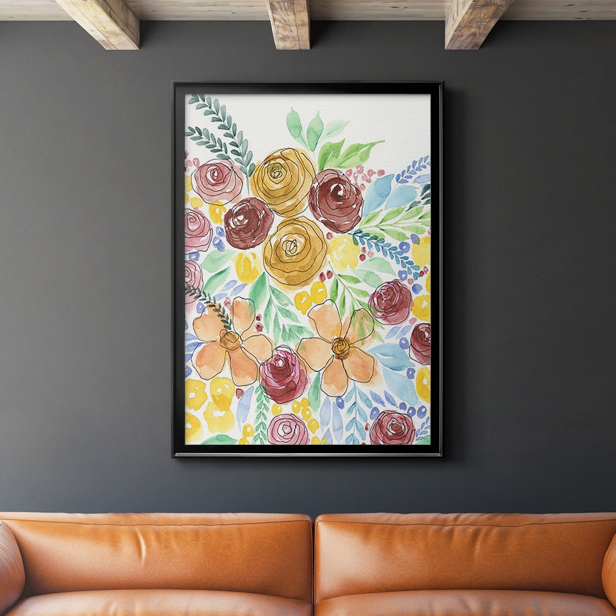 Flower Carousel I - Modern Framed Canvas Print