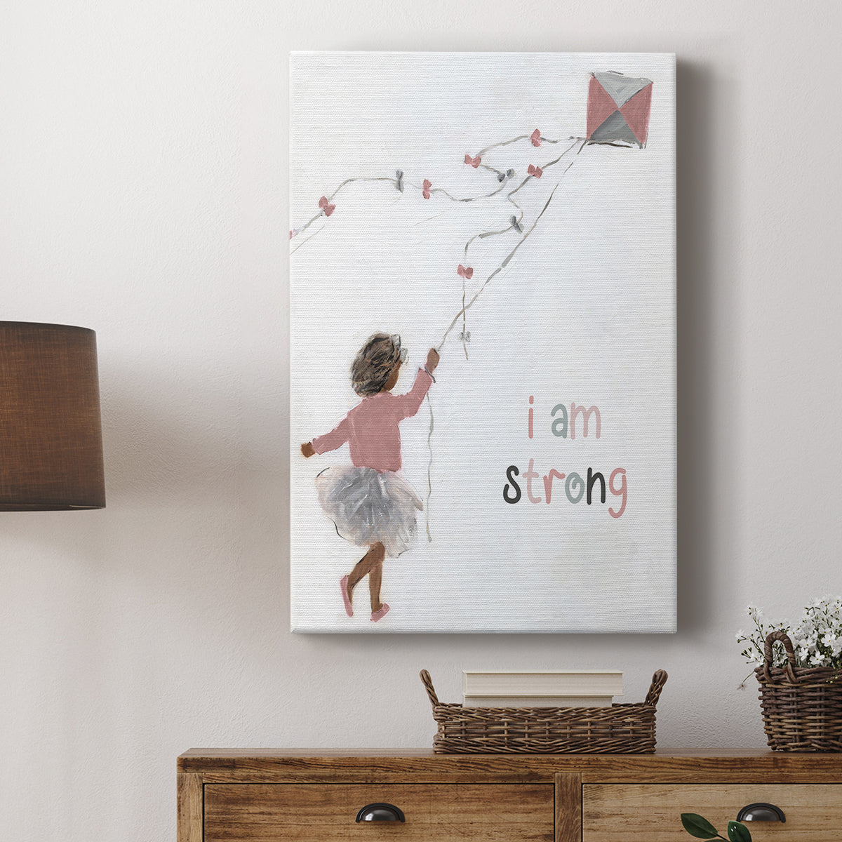 Girl Flying Kite - Canvas Art Print