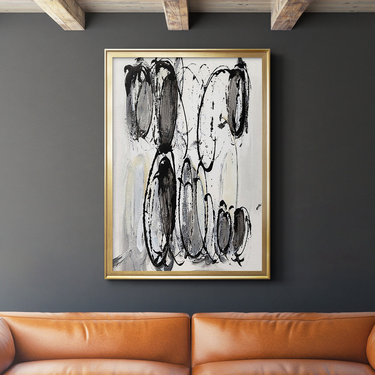 Grey Scribbles II - Modern Framed Canvas Print