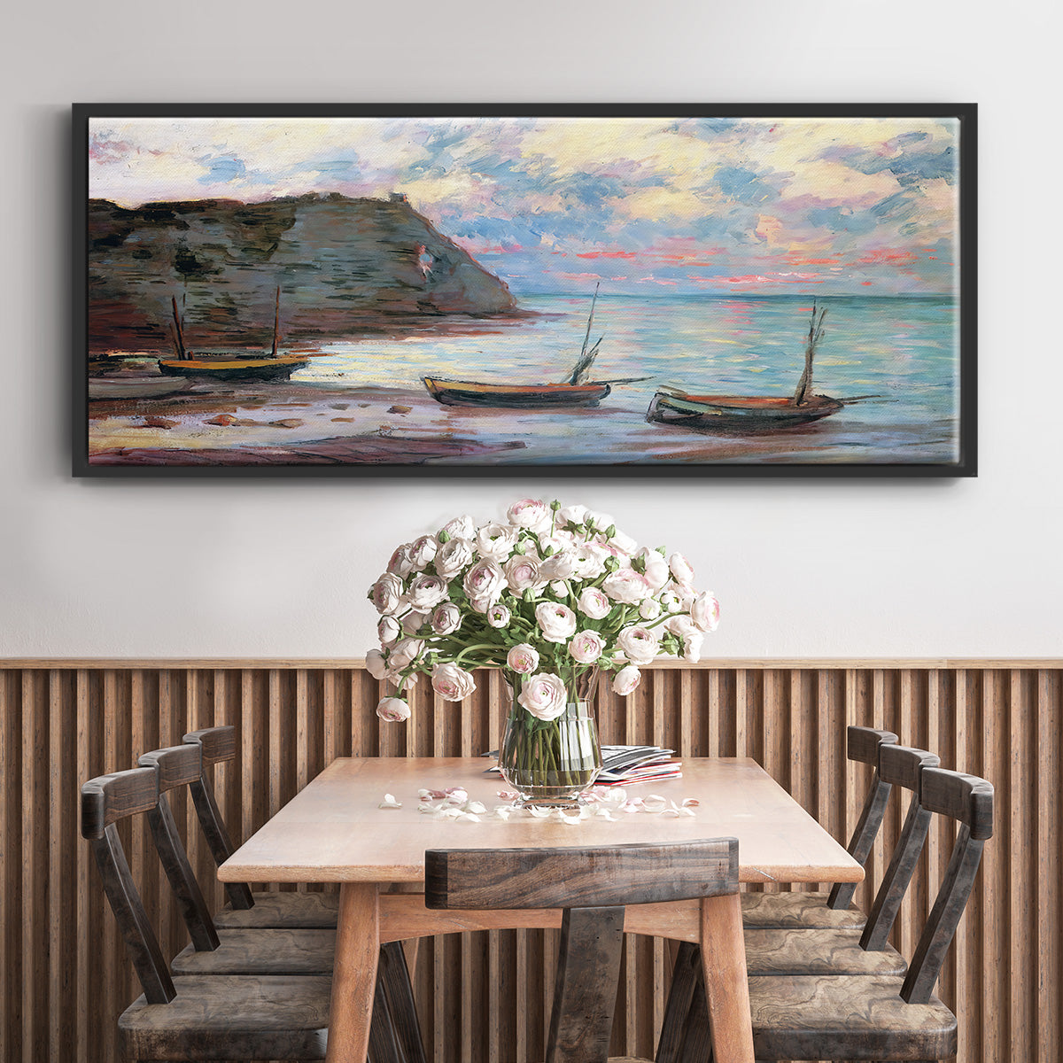 Sunset at Étretat, 1885 - Floater Framed Canvas Print