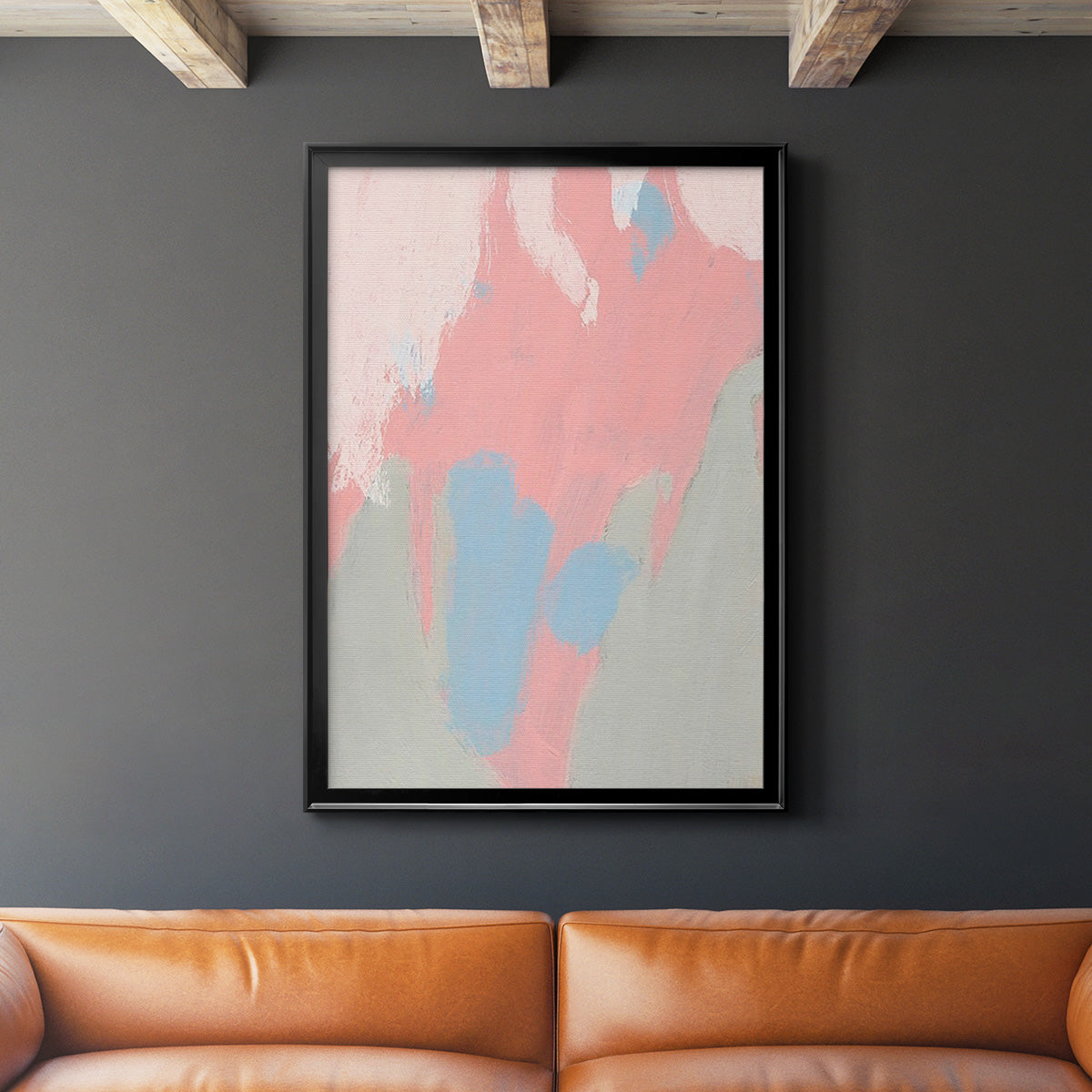 Blushing Abstract III - Modern Framed Canvas Print