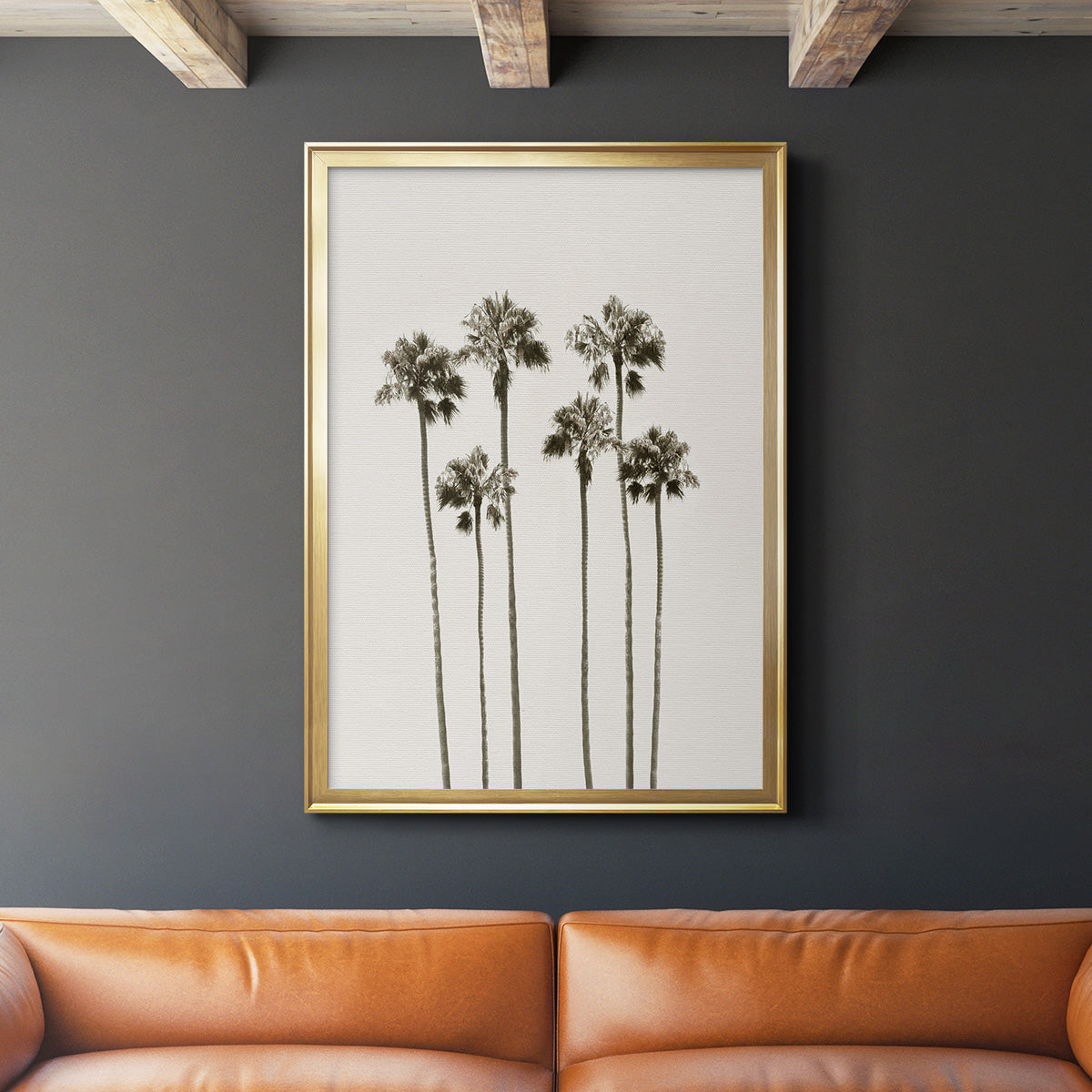 Palm Getaway - Modern Framed Canvas Print