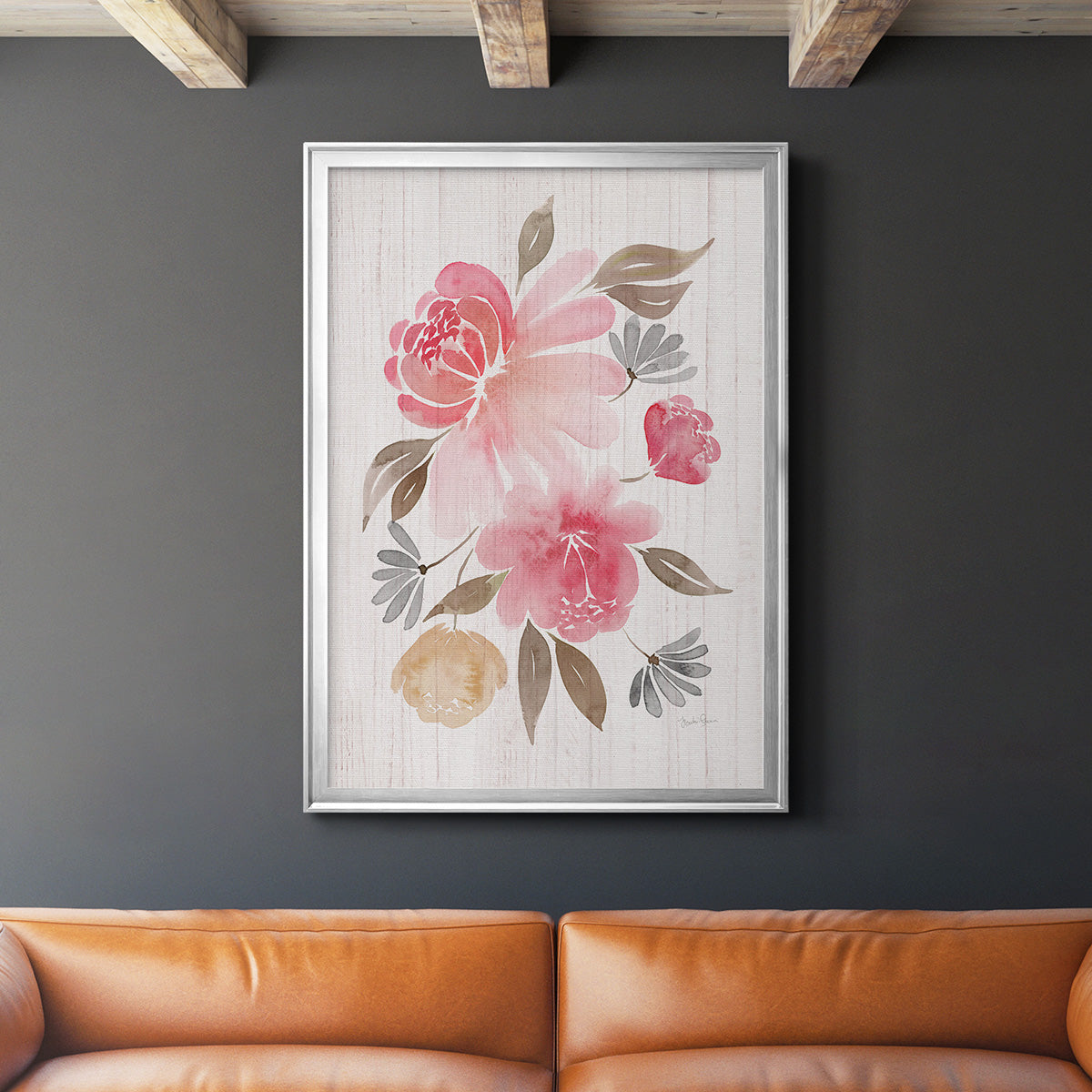 Loose Peonies II - Modern Framed Canvas Print