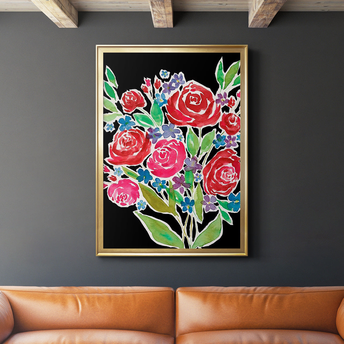 Floral Choir Bouquet - Modern Framed Canvas Print