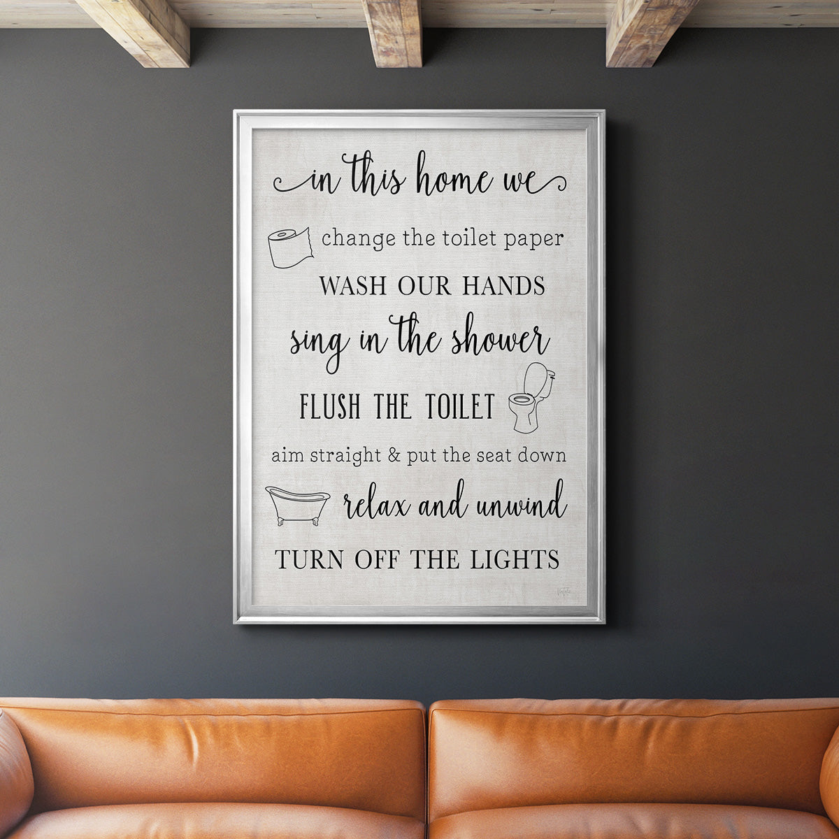In This Bathroom - Modern Framed Canvas Print