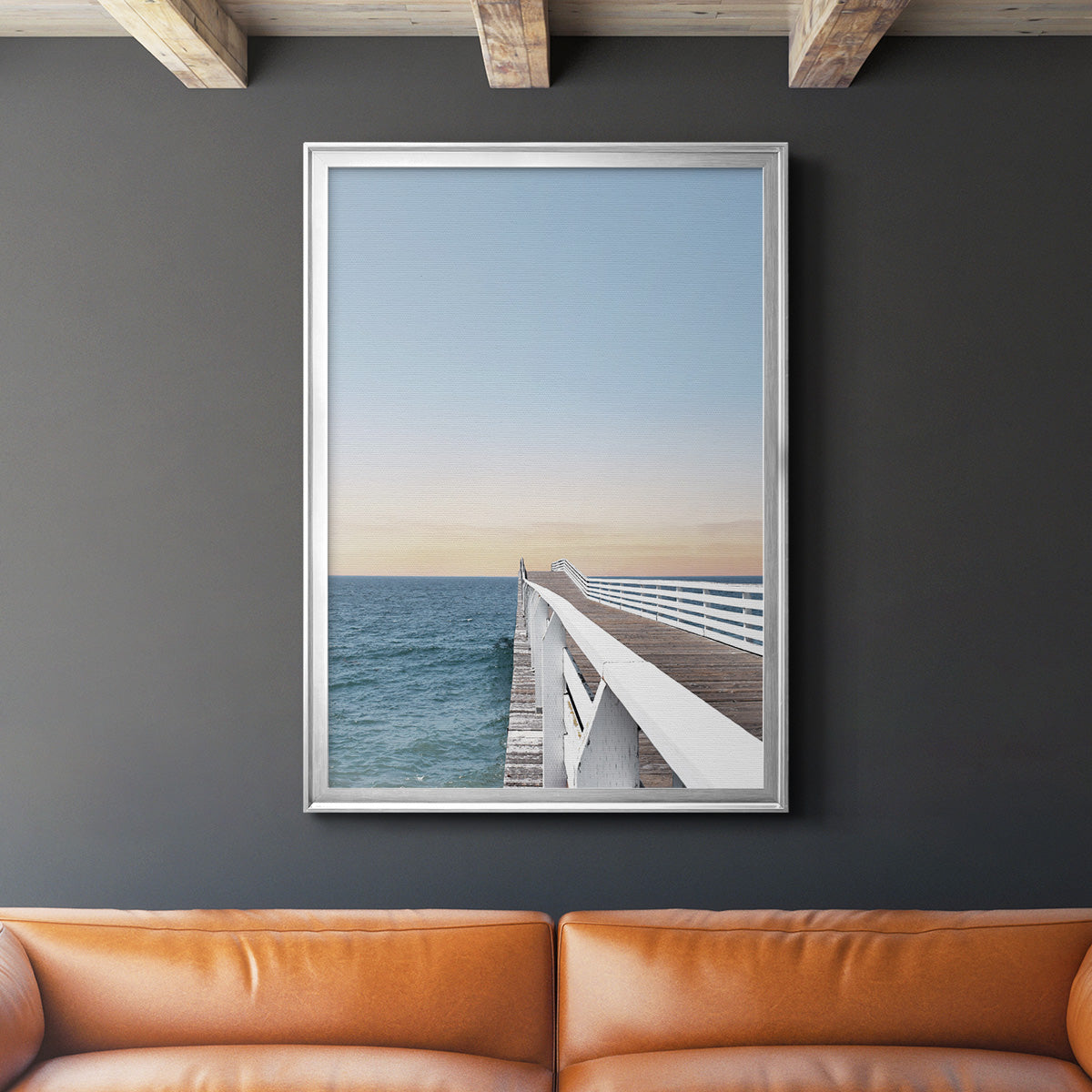 Day at the Pier - Modern Framed Canvas Print