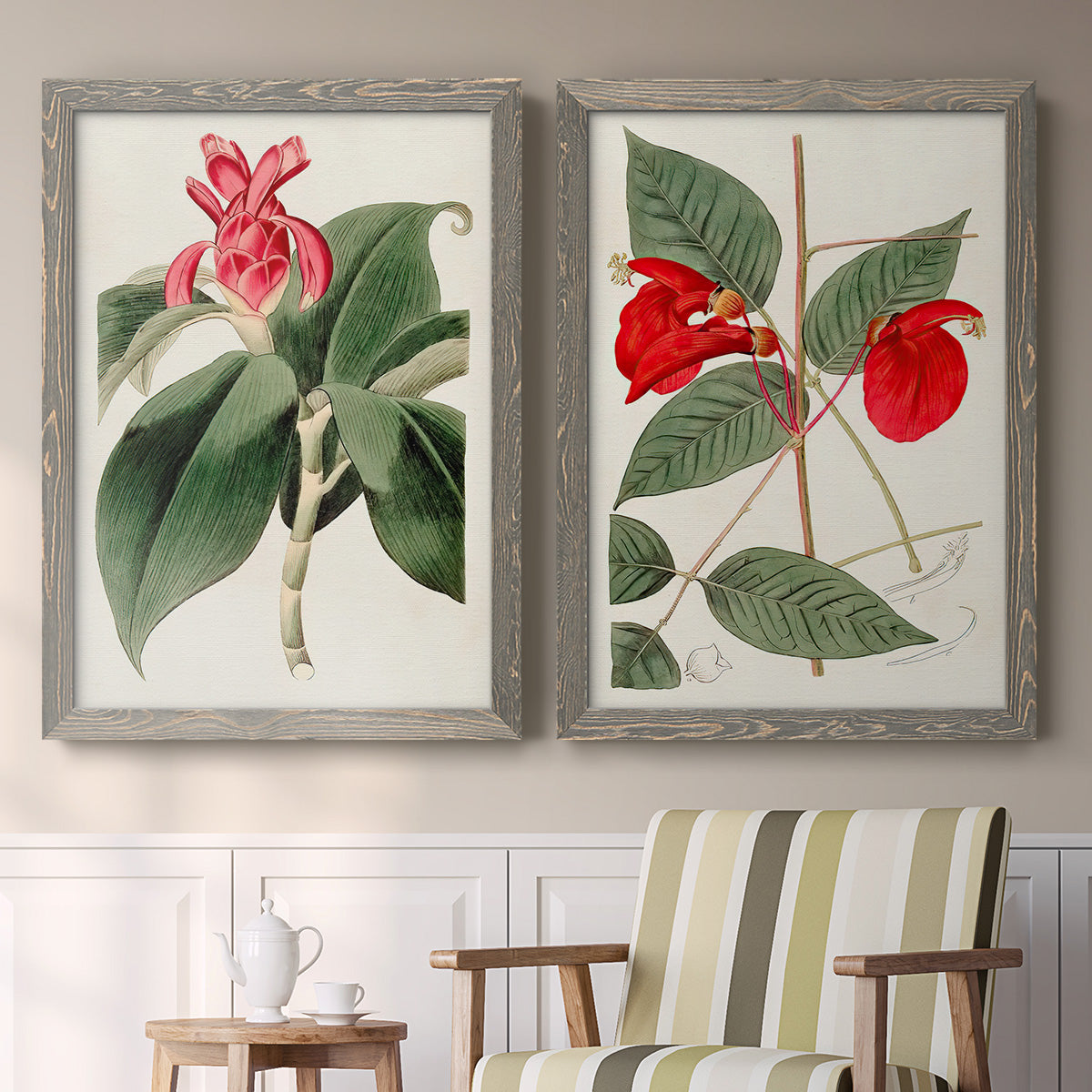 Flora of the Tropics I - Premium Framed Canvas 2 Piece Set - Ready to Hang