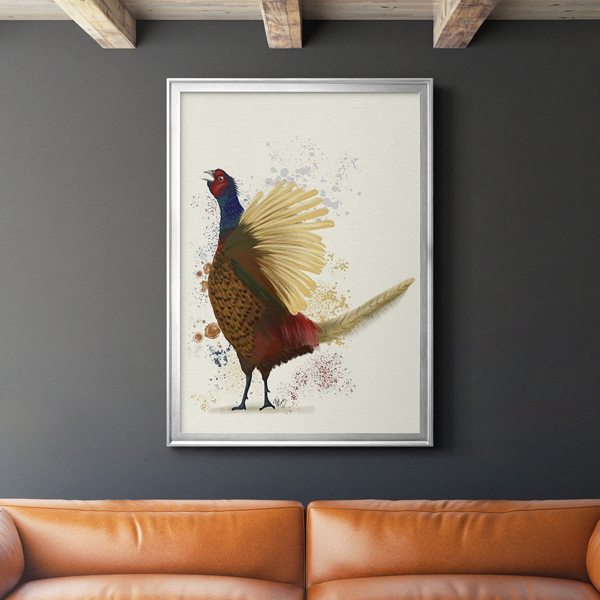 Pheasant Splash 8 - Modern Framed Canvas Print