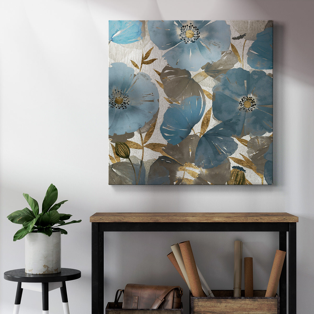 Blue and Gold Poppies II - Canvas Art Print